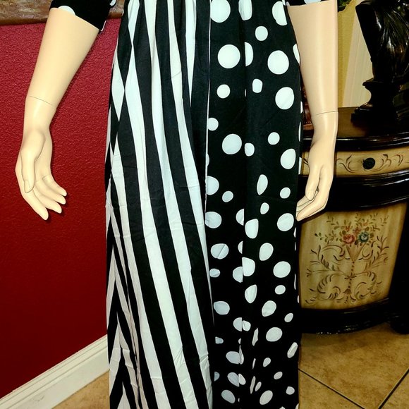 Women's Polk a Dot and Stripe Dress Size Small Maxi Dress - Picture 9 of 10